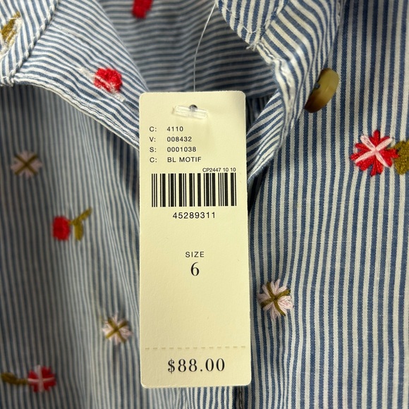 Maeve Anthropologie Embroidered Floral Button Down Shirt Size 6 NWT blue stripe - Picture 4 of 15